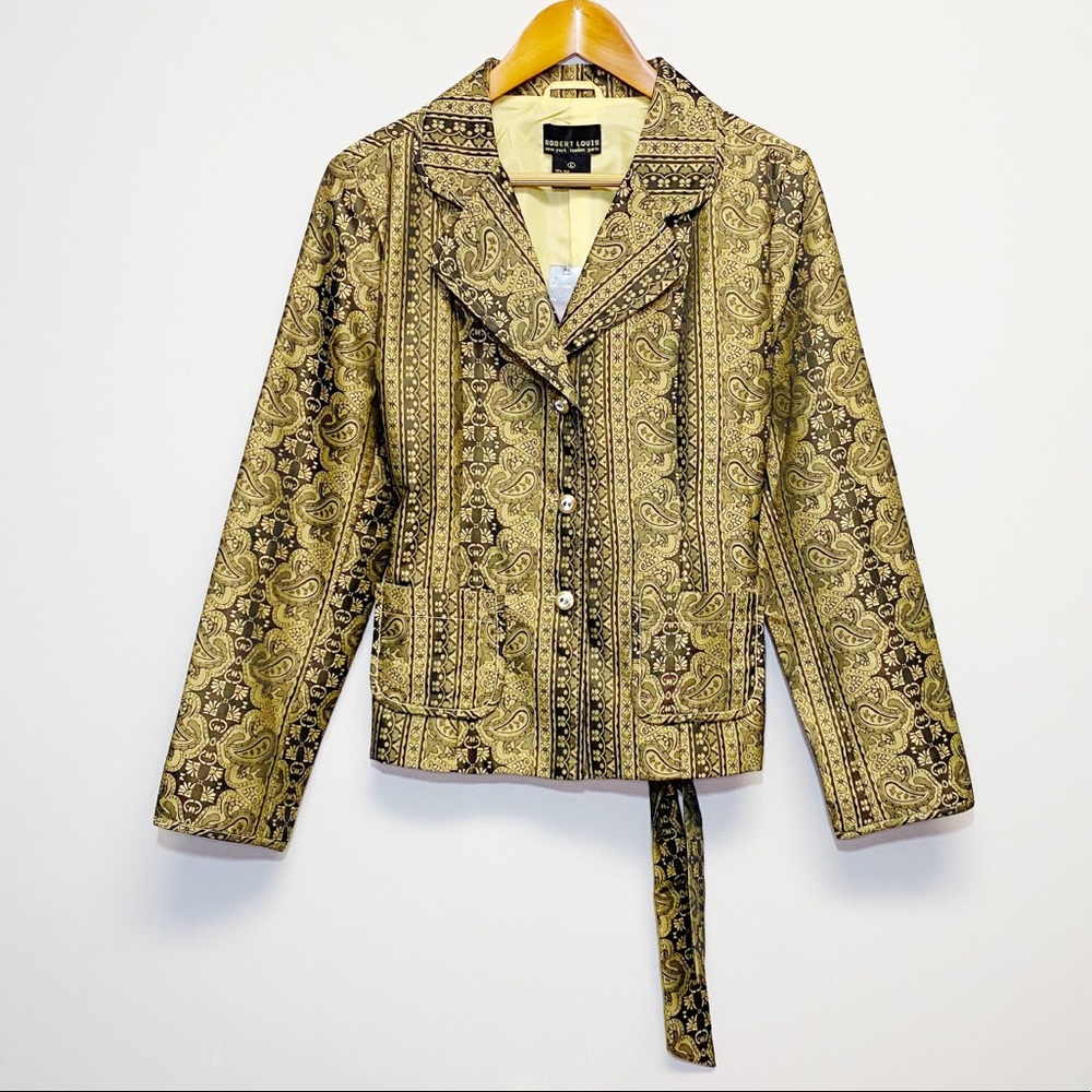Robert Louis | NWT Gold Tapestry Silk Blend Blazer